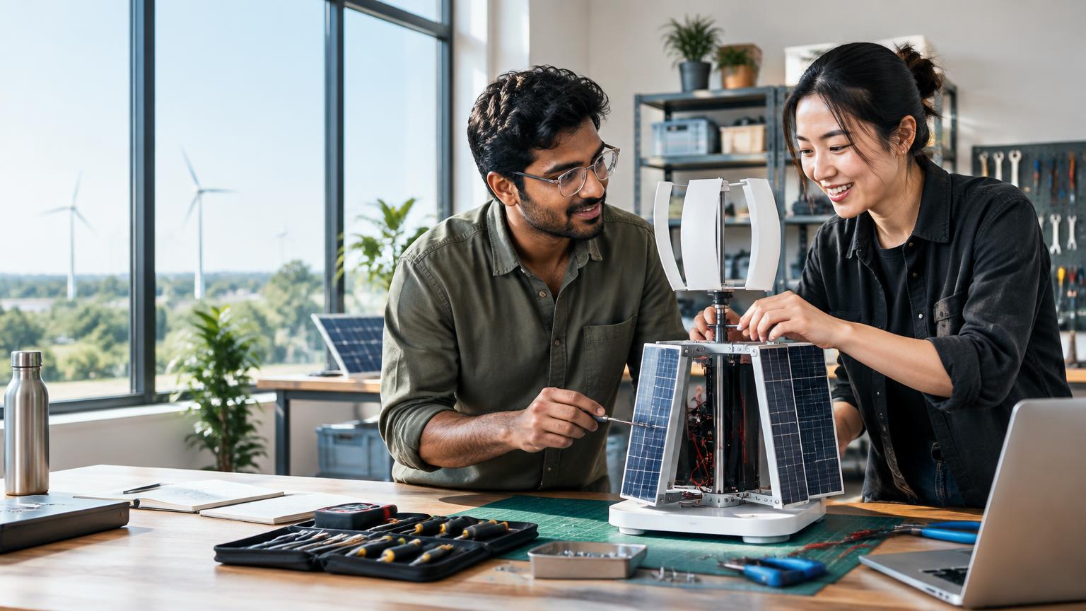 Engineers developing a renewable energy product