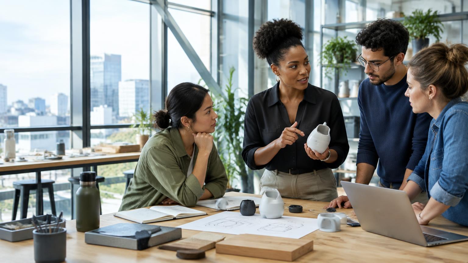 Founder building a new product with her team
